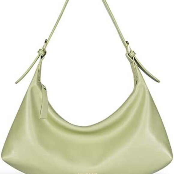 Handbags - Medium Vegan Leather Hobo Shoulder Bag Chic Minimal Spacious Organized